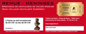 Tarif Reduit Spectacle de mentalisme Remue Méninges